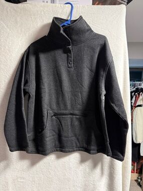 Zenana Outfitters Black Turtleneck Half-Snap Pullover Sweater